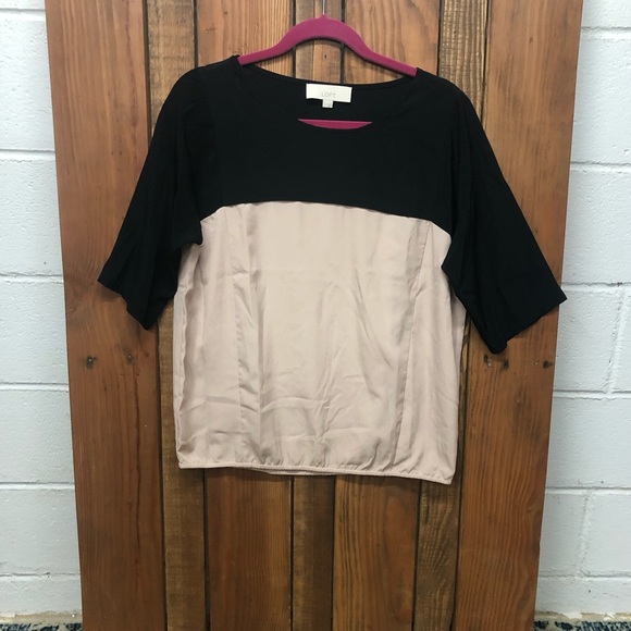Ann Taylor Loft size small tan black top - Picture 5 of 7